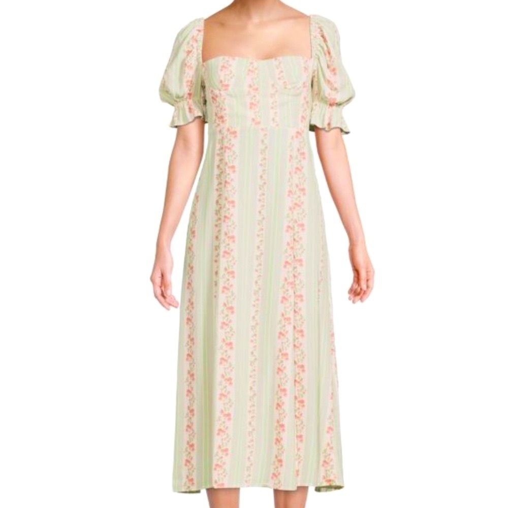 We Wore What Floral Puff Sleeve Midi Dress